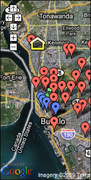 Map of surveillance cameras in Buffalo